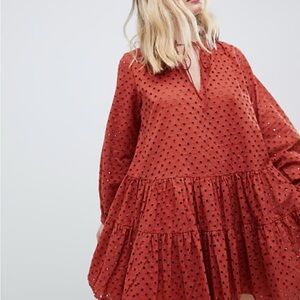 ASOS A-line Dress in Rust, size 8